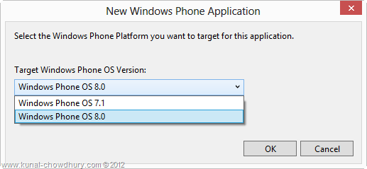 Windows Phone OS Target Version Selector