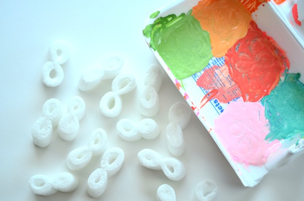 stamped packing peanuts painting