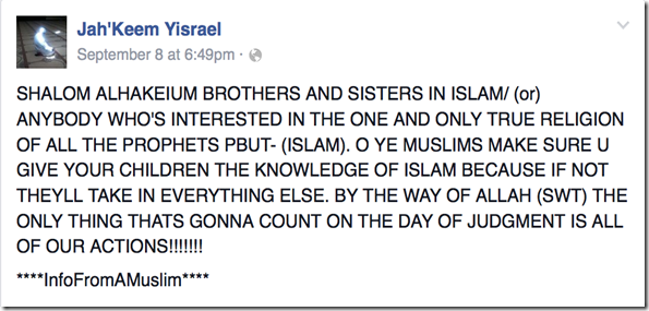 Jah’Keem Ysrael Facebook Screenshot