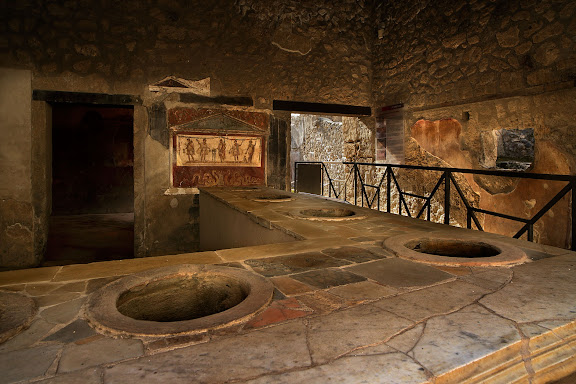 Antigua ciudad romana de Pompeia.Caupona o termopolium de Vetutius Placidus.Pompeia, Itàlia