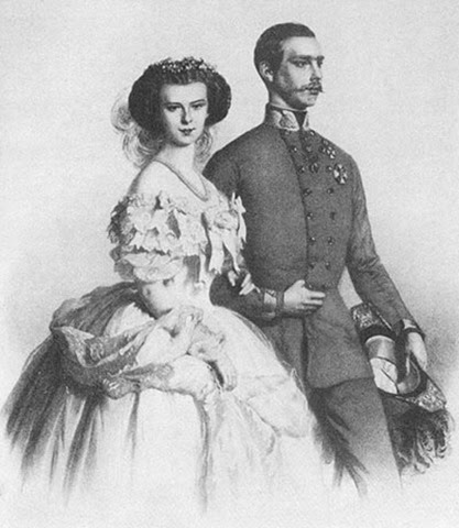 La joven pareja imperial en 1858