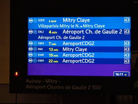 Panou din statia RER Gare du Nord