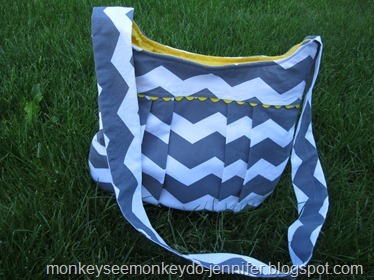 yellow and gray chevron pleated bag
