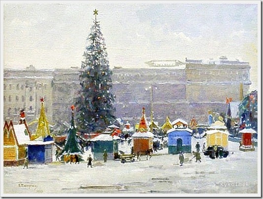 Пичугин Сергей Иванович (Россия, 1881 -1971) «Пушкинская площадь» 1947