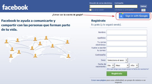 Acceder con la cuenta de Google a Facebook