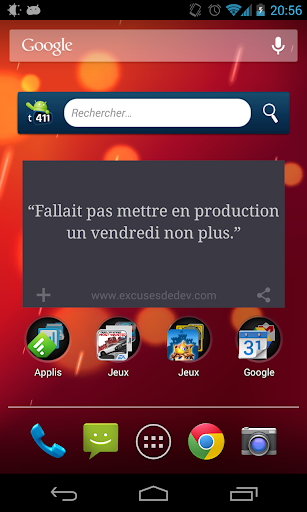 Excuses de dev widget