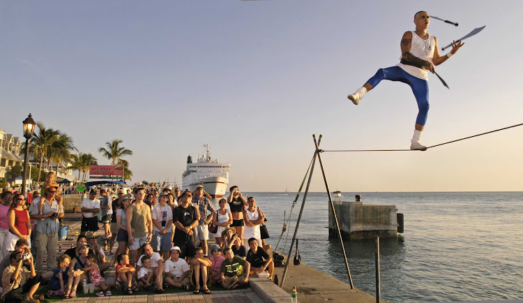 A performer near the cruise terminal in Key West, Florida.