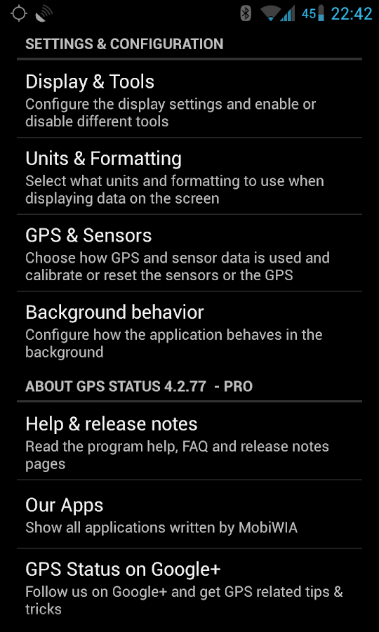 Gps status. GPS status & Toolbox.