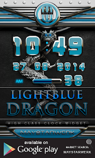 Dragon Clock widget lightblue - náhled