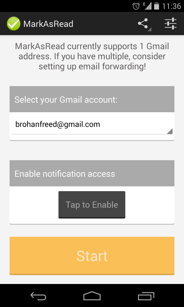 MarkAsRead for Gmail (Beta) Screen 2