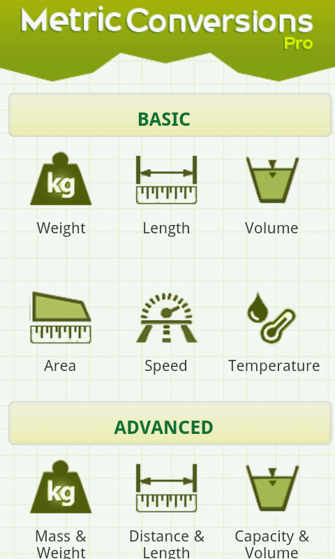 Android application Metric Conversions PRO screenshort