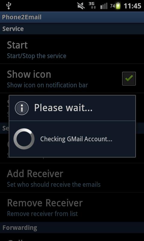 Call and SMS Forwarding Screen 3