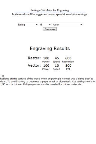 Laser Engraving Calculator