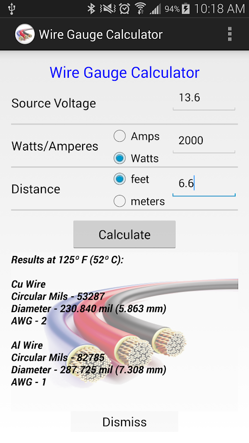 What is the formula for calculating cable size?