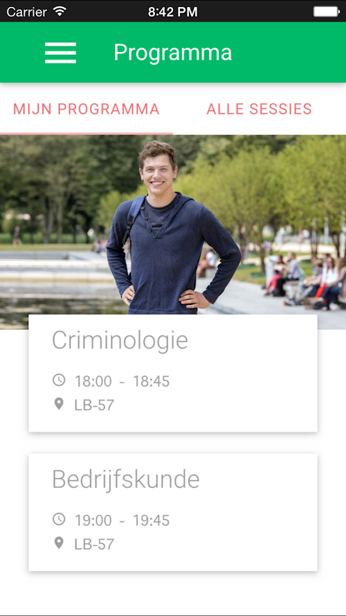 Android application Erasmus Bachelor Open Day screenshort