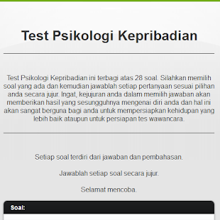 Tes Psikologi Kepribadian Screenshots 0