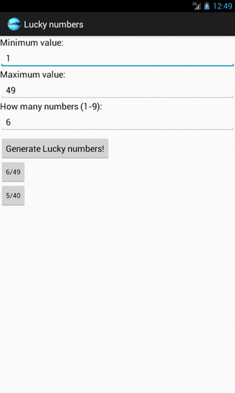 Lucky numbers Screen 2