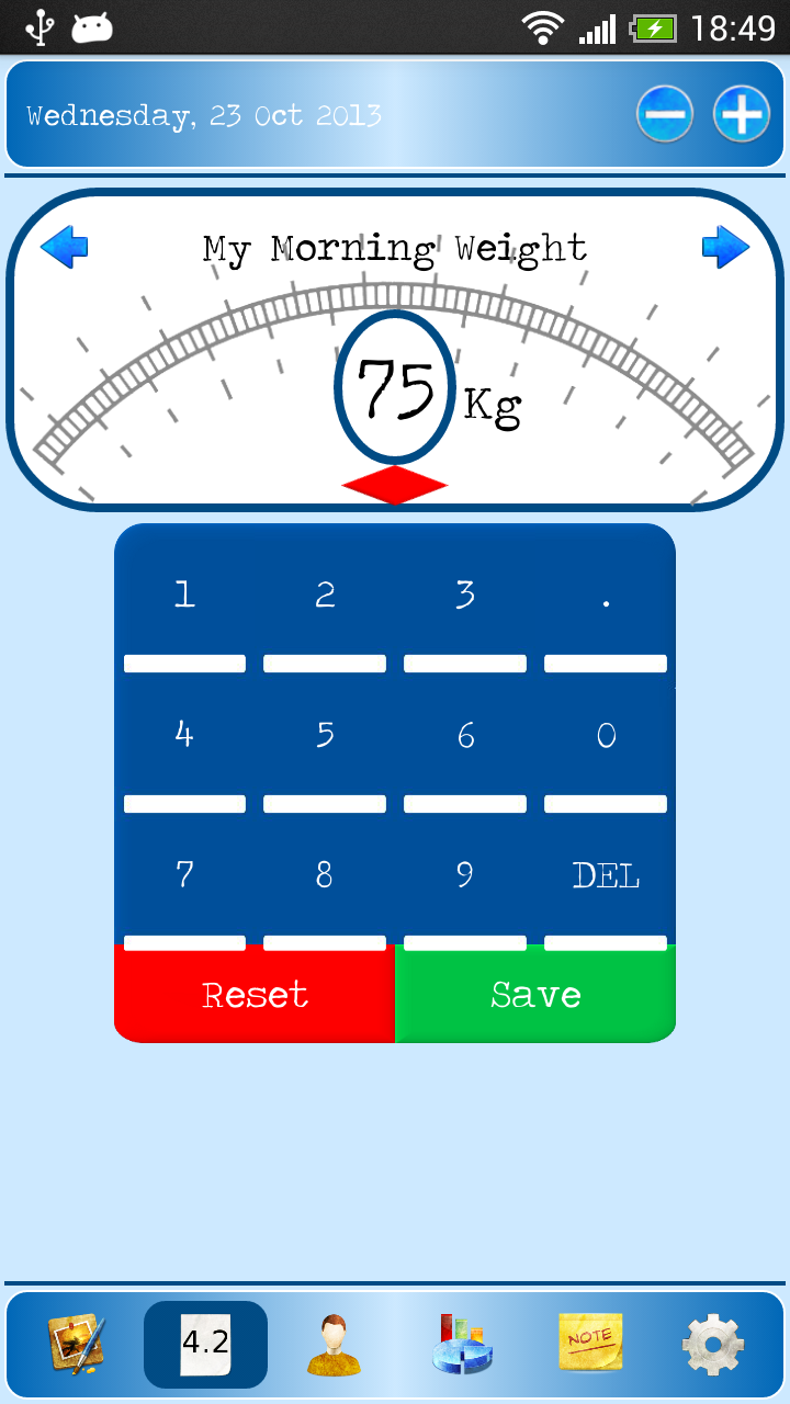 My Weight &amp; Body Manager Screen 2