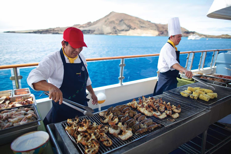 Chefs on board Celebrity Xpedition will grill up fresh seafood and other lunch fare during your cruise.