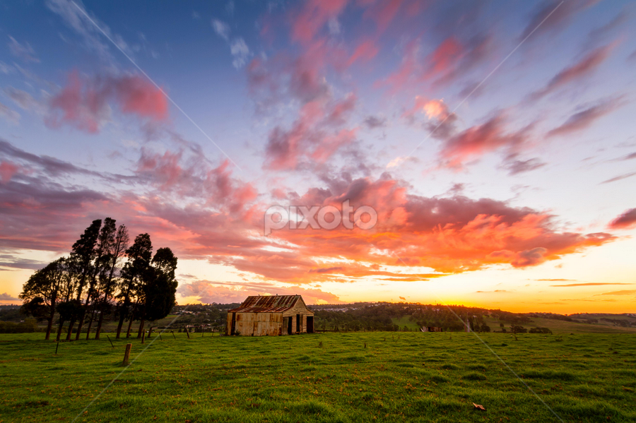 Rural Post-Storm Sunset by Zac Robinson - Landscapes Sunsets & Sunrises
