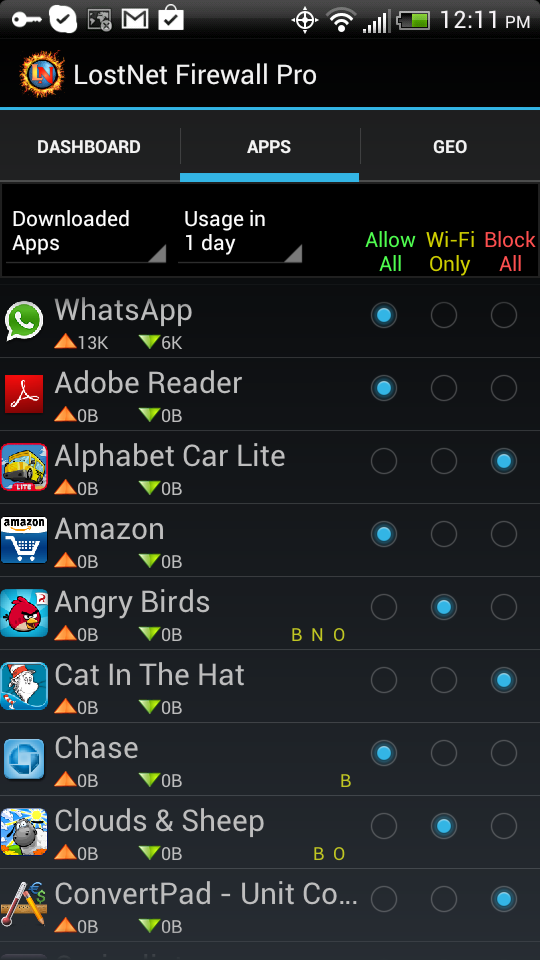 LostNet NoRoot Firewall Pro Screen 2