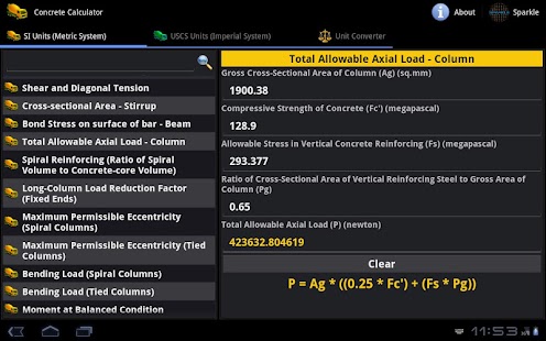 Free Concrete Calculator Tablet APK for Android