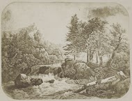 Ets met een landschap