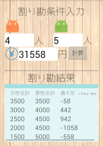 合コン計算機-合コン会計７段階一発表示