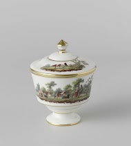 Suikervaas, beschilderd met een landschap met vee