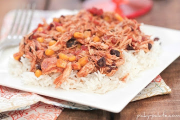 Slow Cooked Chicken Enchilada Chili over Rice