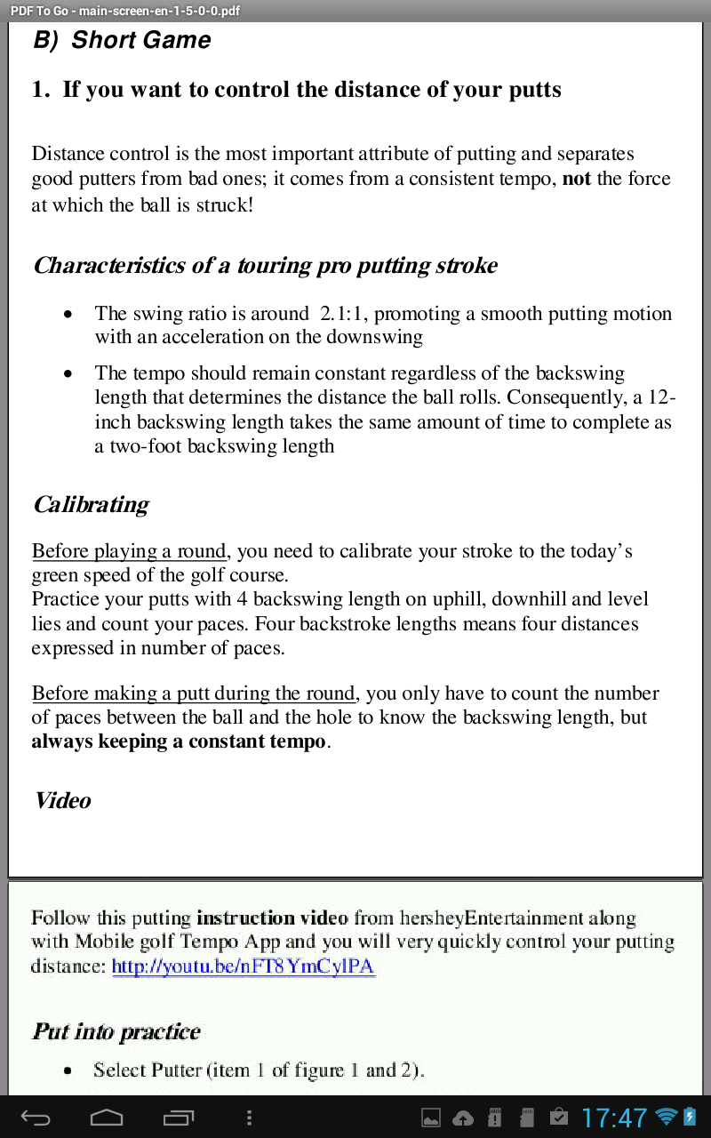 Android application Mobile Golf Tempo Training Aid screenshort