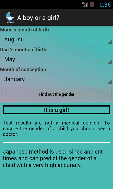 Baby Gender Predictor Screen 3