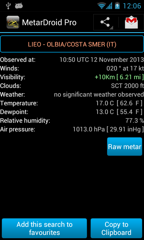 MetarDroid Pro ( Metar -Taf ) Screen 3