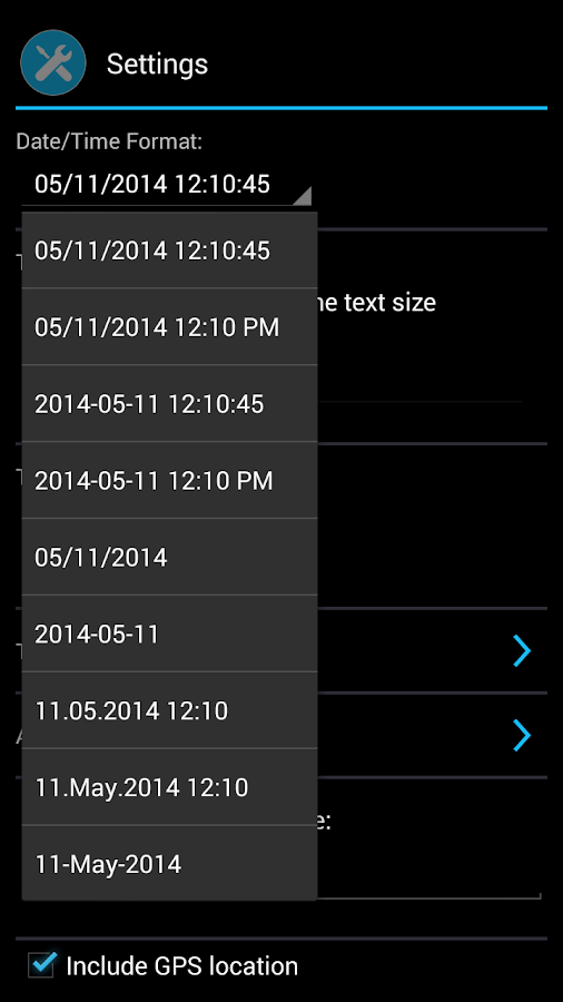 Camera Timestamp - screenshot