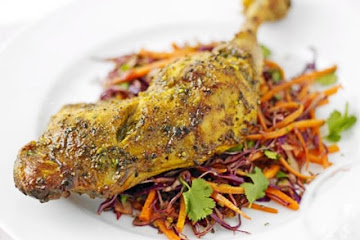 Easy Indian chicken with coleslaw
