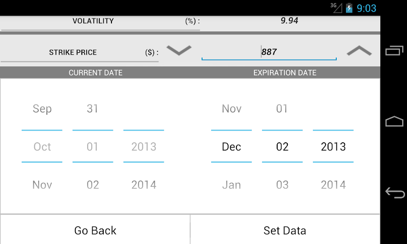 Options Calculator Pro Screen 2