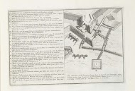 Achtste plaat met tekst en loopgraven bij een bastion, 1693