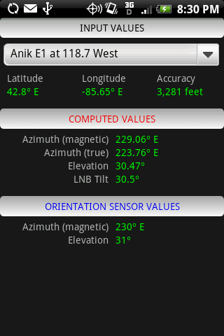 Satellite Finder Screen 2