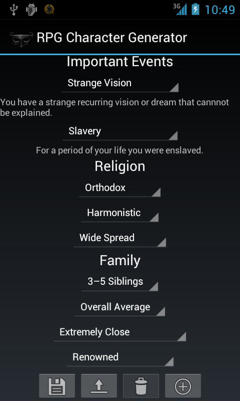 RPG Character Generator Prem. Screen 3