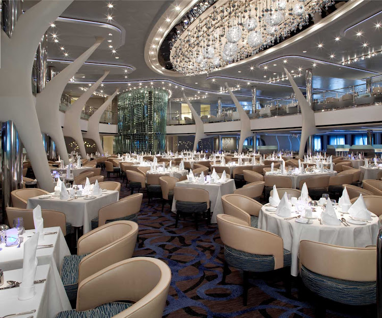 You'll be impressed by Celebrity Eclipse's opulant Moonlight Sonata dining room.
