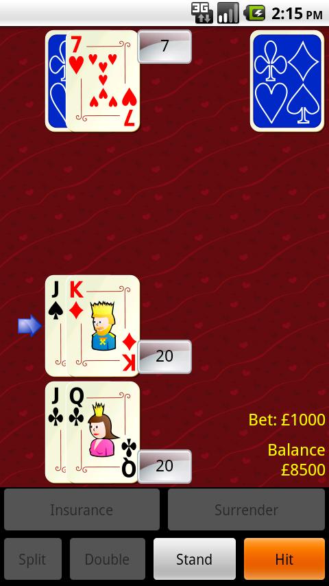Android application Blackjack Challenge screenshort