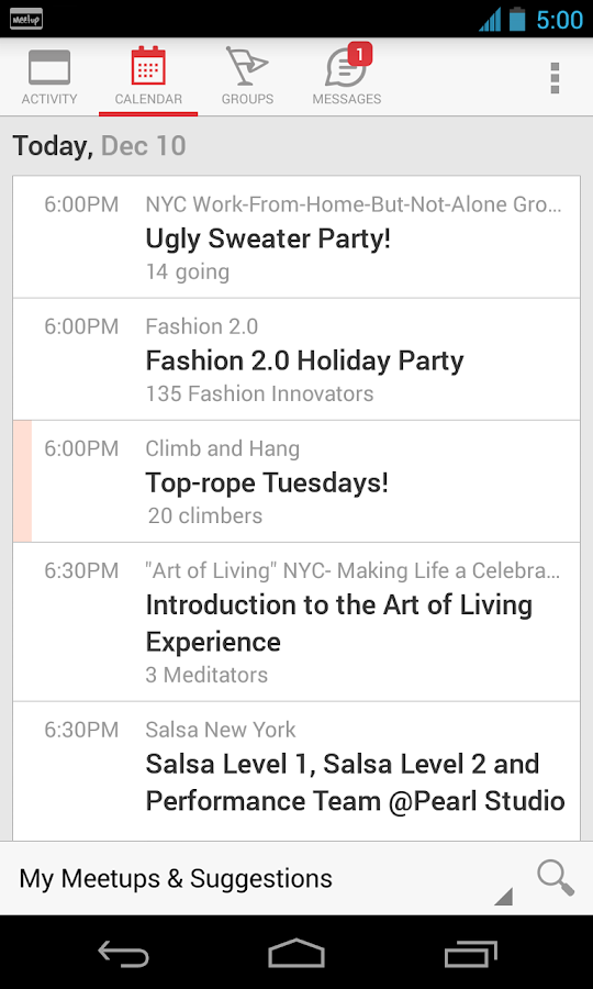 Meetup App Android su Google Play