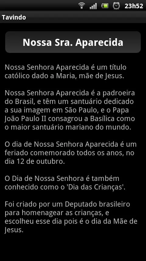 Tavindo Feriados e Datas - Screenshot
