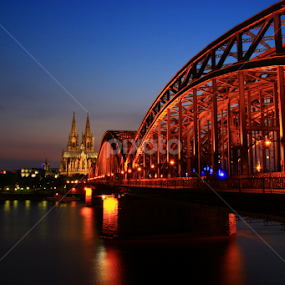 Cologne At Night  by Sarah Kriegler - Buildings & Architecture Bridges & Suspended Structures