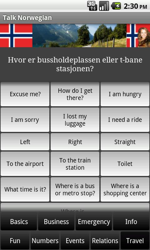 Android application Talk Norwegian screenshort