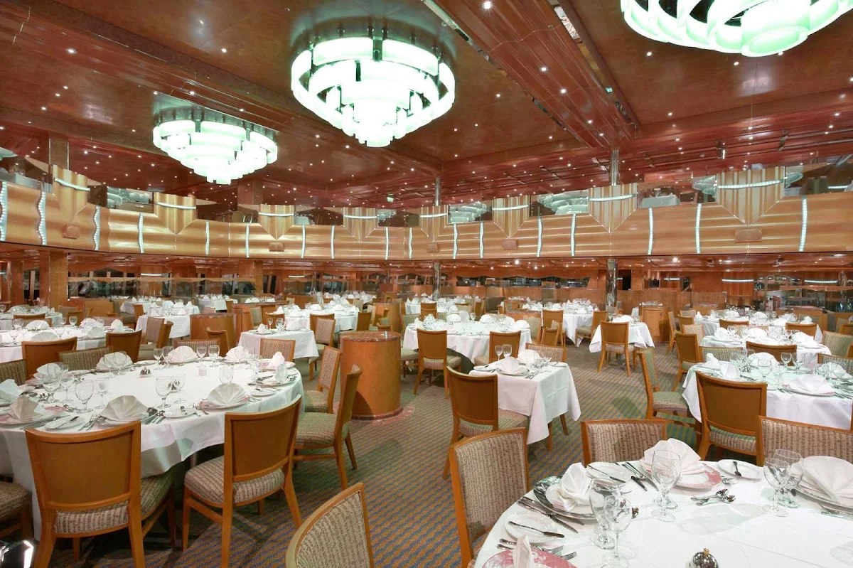 Carnival-Magic-Southern-Lights-Restaurant - The Southern Lights Restaurant, the larger of Carnival Magic's two main dining rooms,  offers a variety of appetizers and main courses.