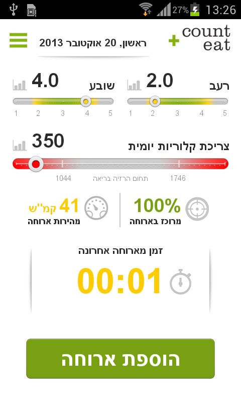 מסך הרזיה חכמה בקליק CountEat