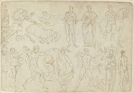 Voorstellingen van sarcofagen en antieke beelden