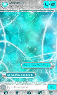 Free Bling Teal Heart Theme Go SMS APK