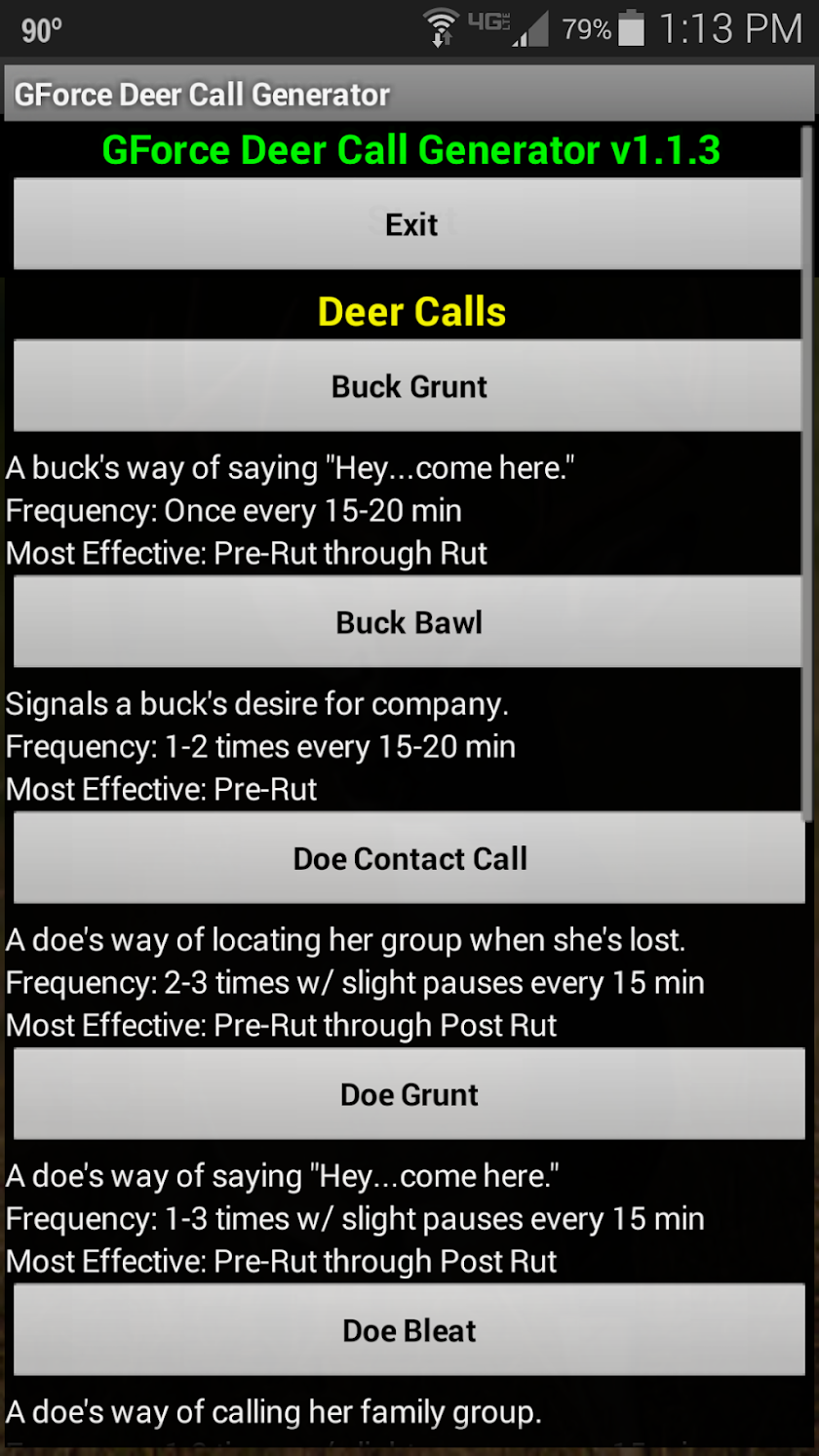 GForce Deer Call Generator Screen 2